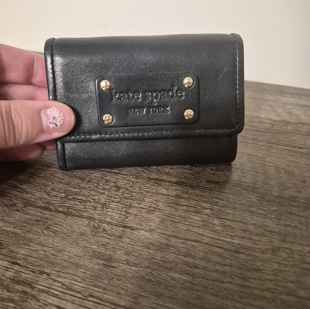 kate spade Black Leather Compact Card Wallet